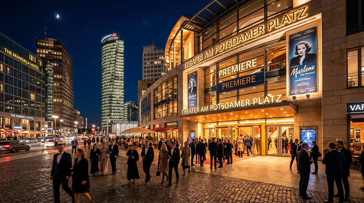 Theater am Potsdamer Platz Berlin Architectural Façade at Night